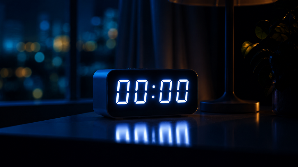 Цифри 00:00 на цифровому годиннику опівночі